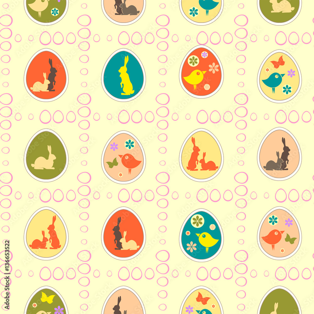 seamless pattern with Easter rabbits