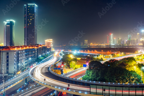 urban traffic with cityscape in Shenzhen,China.