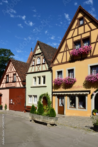 View in the historical town of Rothenburg on the Tauber, Bavaria, region Middle Franconia, Germany