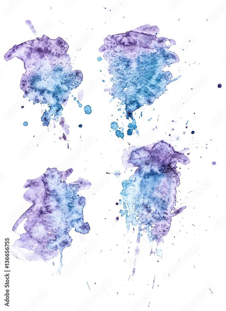 Colorful abstract watercolor texture with splashes and spatters. Modern creative watercolor background for trendy design with grunge effect