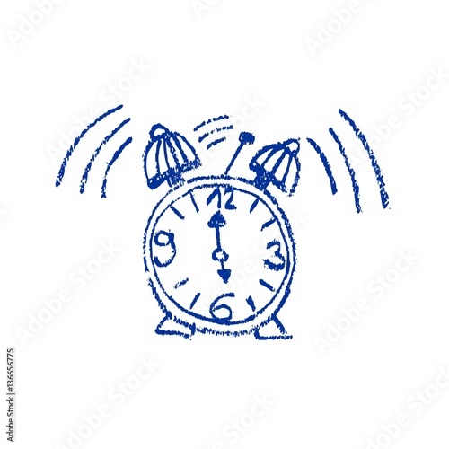 doodle alarm clock 6 or 18 - Chalk drawing hand painted hand drawn charcoal drawing - graphic icon pictogram picture element stylistic klingelnder Wecker 6 18 Uhr Kohle Kreide Zeichnung handgemalt