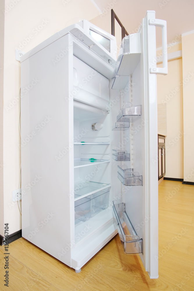 Open refrigerator close up Open refrigerator close up