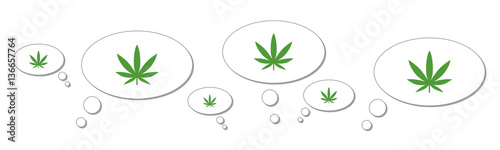 Cannabis - Hanf - Gedankenblasen - Leute denken