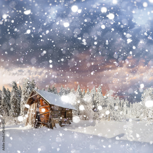 fantastic winter landscape. background with some soft highlights