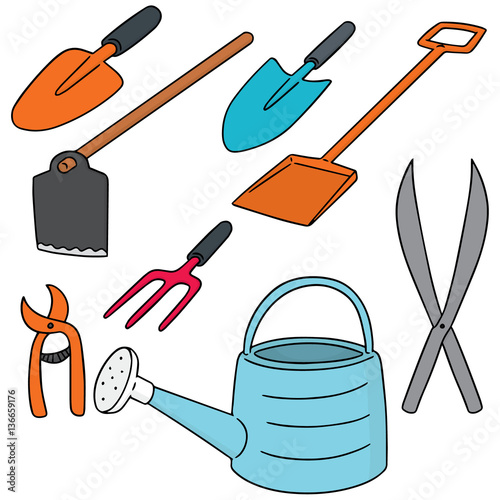 vector set of gardening tool