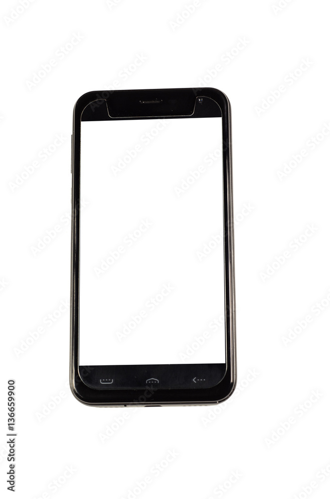 Modern smartphone with blank screen isolated on white background Modern smartphone with blank screen isolated on white background
