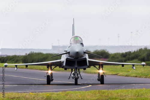Head on with an RAF Typhoon as it taxis out to the runway