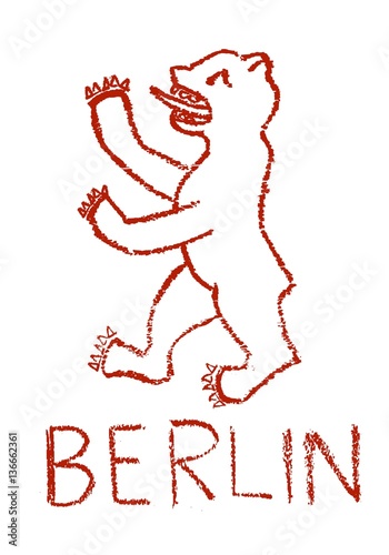 Berliner Bär - Wahrzeichen von Berlin - Deutschland Hauptstadt - Kreidezeichnung Zeichnung handgemalt Kohle Kreidezeichnung doodle Krizelei Handdrawing