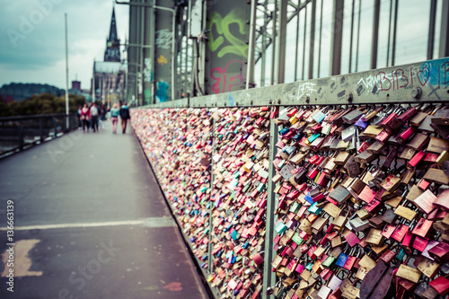 Wallpaper Mural Thousands of love locks which sweethearts lock to the Hohenzollern Bridge to symbolize their love in Koln, Germany Torontodigital.ca