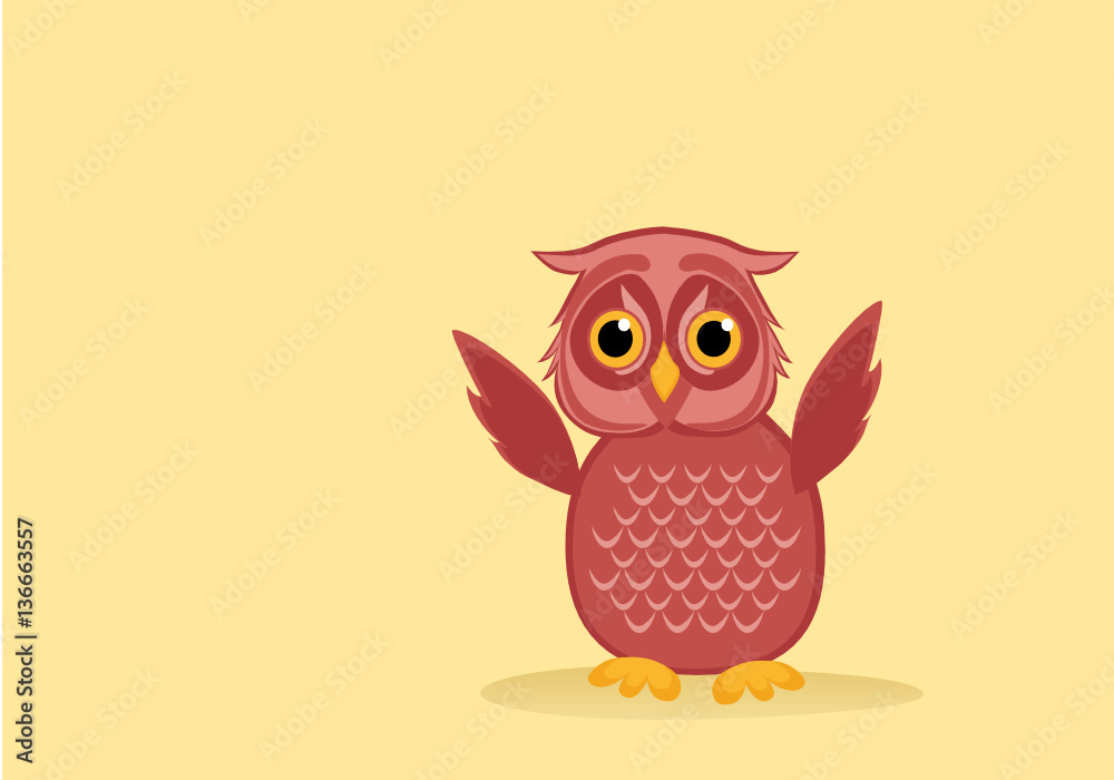 owlet pink flaps its wings. Greeting card for the holiday. Empty space for text or advertising vaashego. Vector illustration owlet pink flaps its wings. Greeting card for the holiday. Empty space for text or advertising vaashego. Vector illustration