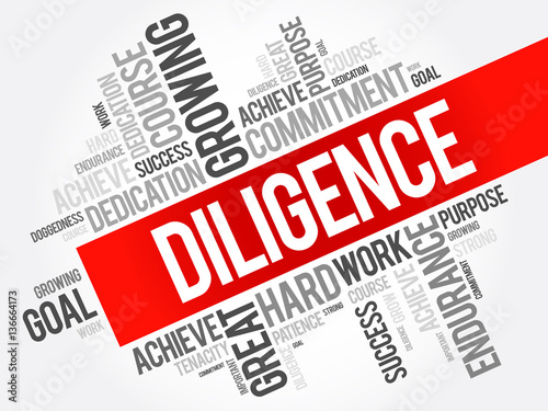Diligence word cloud collage, business concept background