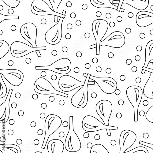 Hand drawn abstract outline seamless pattern on black and white