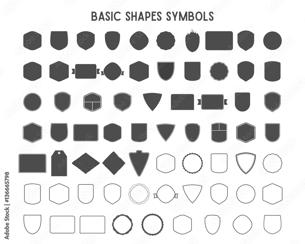 Set of vintage frames, shapes and forms for logo, labels, insignias with lines. Use  travel, camping or other emblems. Vector logotype sillhouette, lineart design