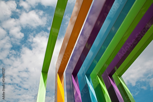 The modern metal arch in Bratislava - near the Eurovea shopping city. photo