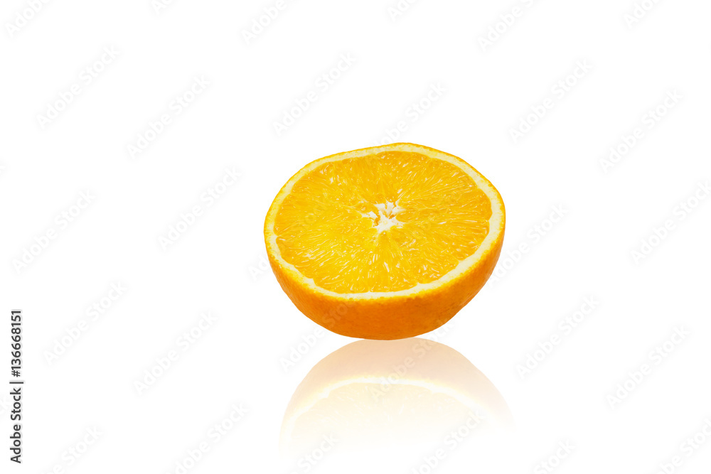 Orange fruit with half isolated on white background. Orange fruit with half isolated on white background.
