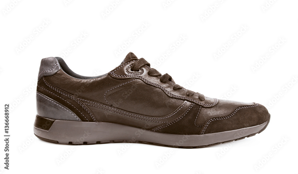 Casual brown leather shoe isolated