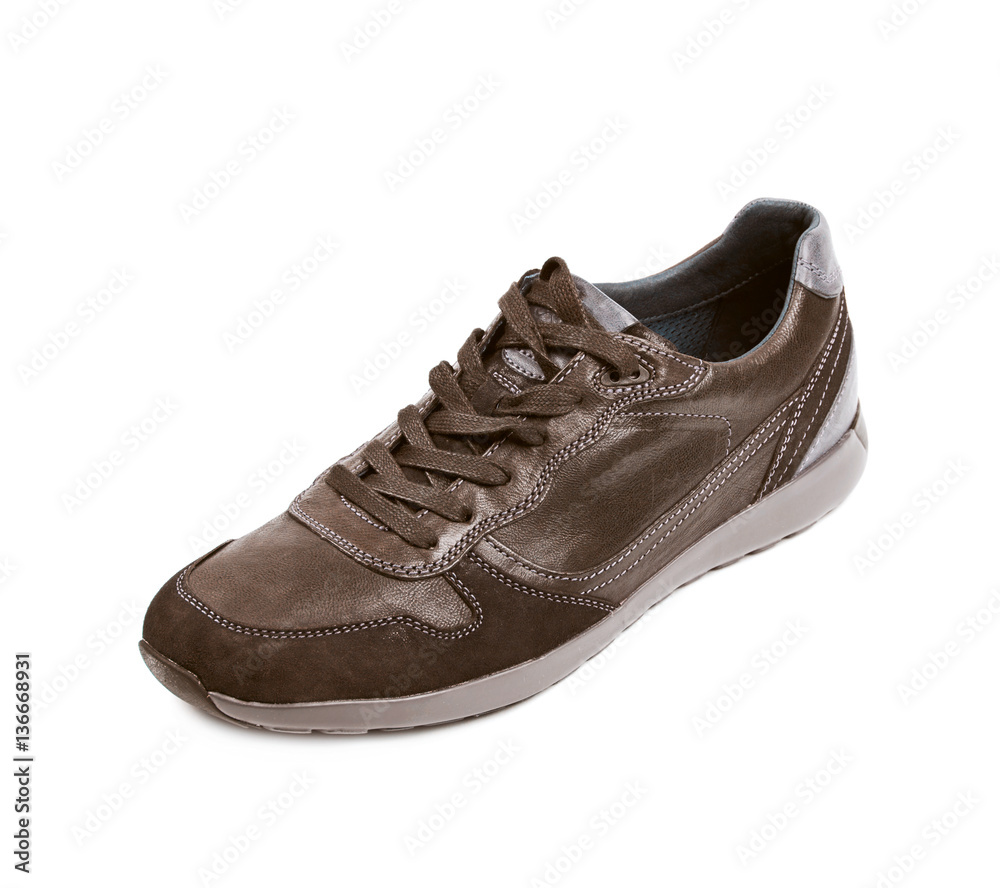 Casual brown leather shoe isolated