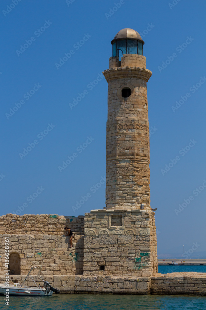 Rethymno, Greece - July  30, 2016: The old lighthouse.