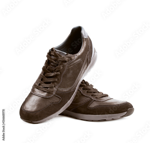 Casual brown leather shoesisolated photo