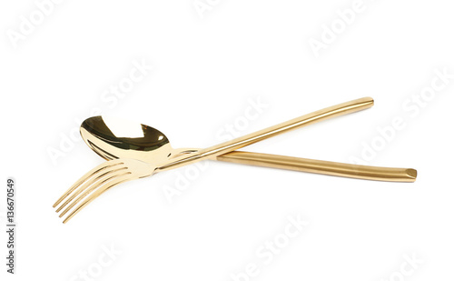 Composition of spoon and fork isolated