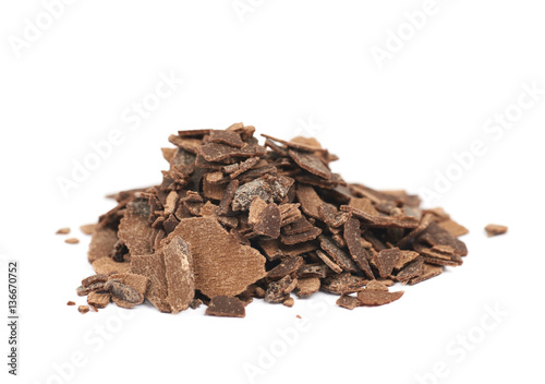Pile of chocolate flakes isolated