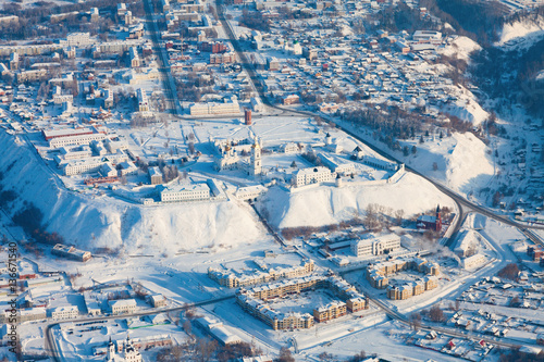 Tobolsk, Tyumen region, Russia in winter, top view