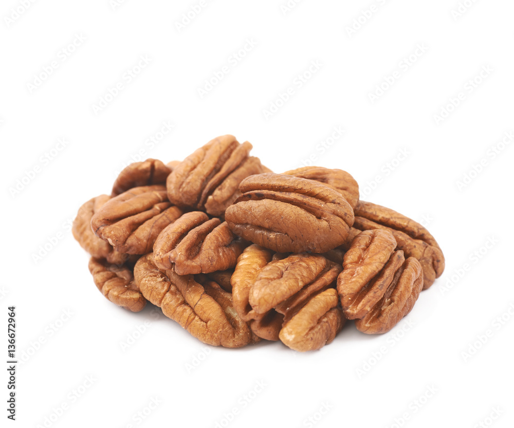 Pile of pecan nuts isolated Pile of pecan nuts isolated
