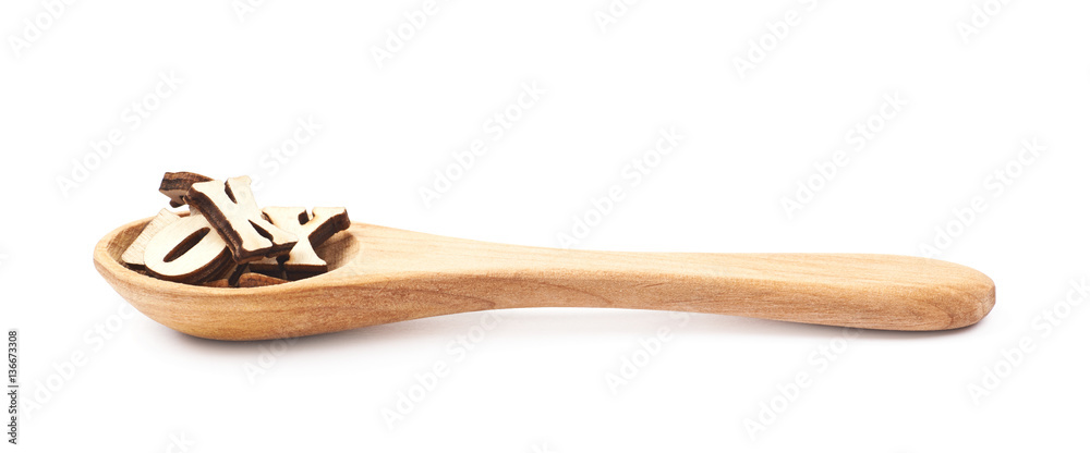 Spoon full of letters isolated Spoon full of letters isolated