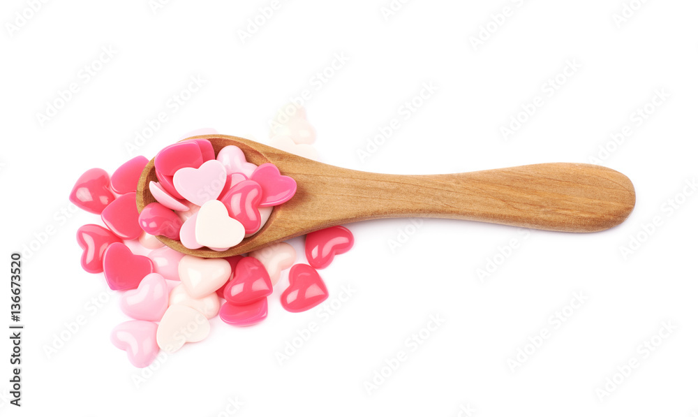 Pile of heart shaped beads isolated Pile of heart shaped beads isolated