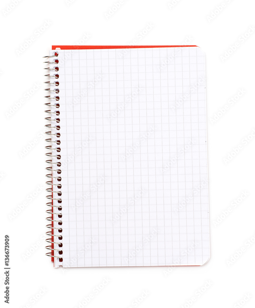 Opened squared notebook isolated Opened squared notebook isolated