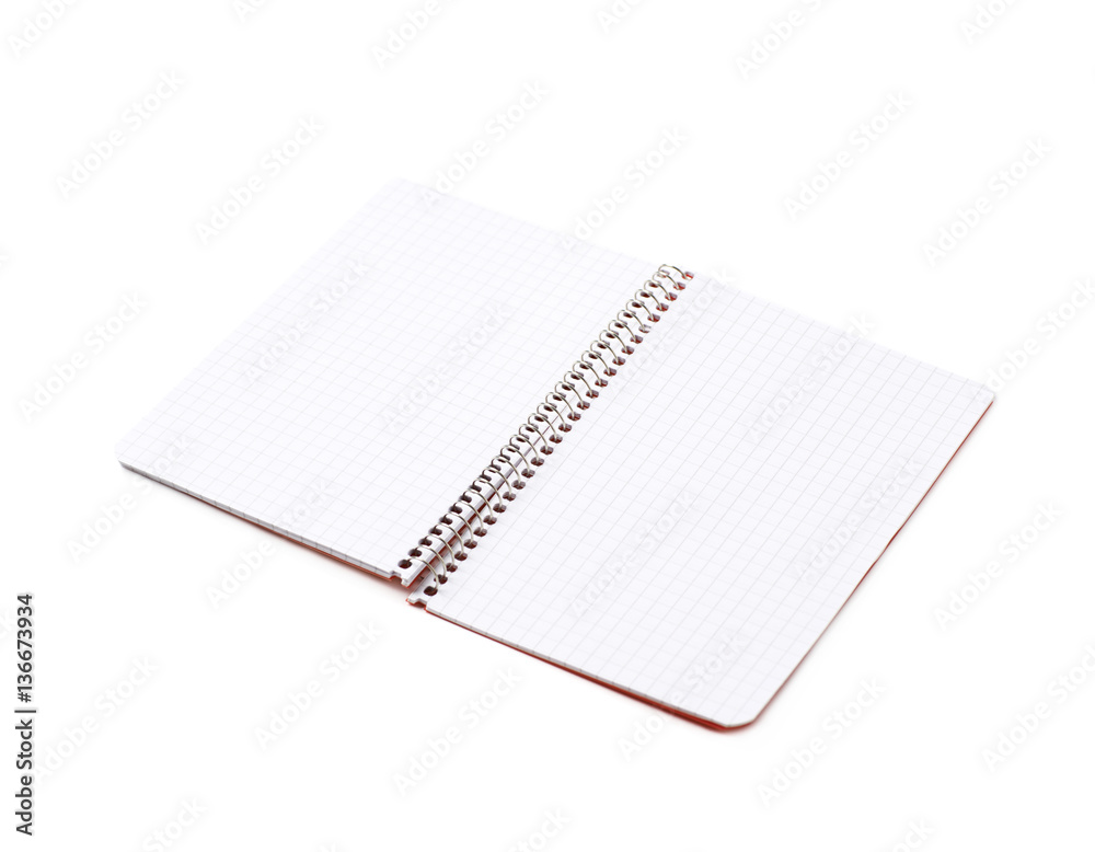 Opened squared notebook isolated Opened squared notebook isolated