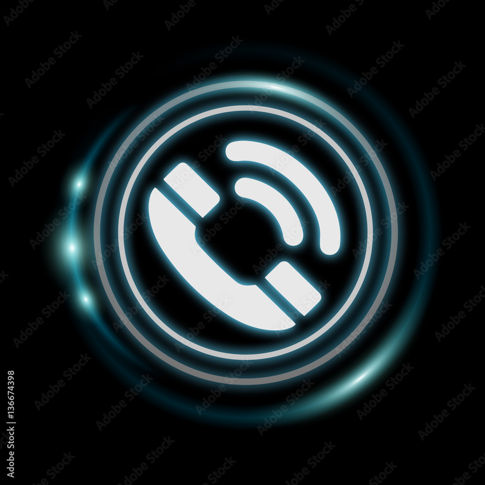 White and glowing blue phone icon 3D rendering White and glowing blue phone icon 3D rendering