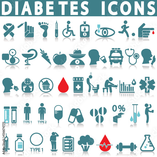 Diabetes health-care life icon set
