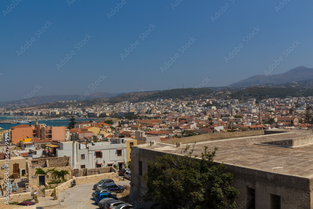 Rethymno, Greece - July  30, 2016: Panoramic view to Rethymno fr