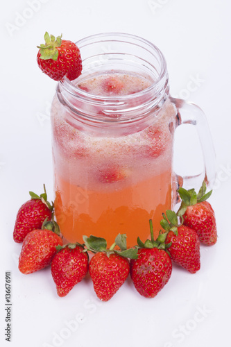 portrait of strawberry  juice , isolate white background