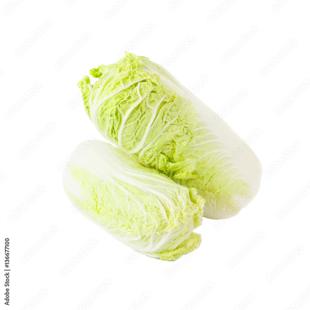 Fototapeta Fresh light green napa cabbage, isolated