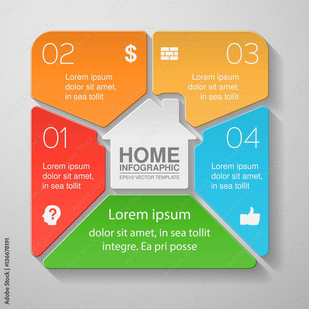 Vector infographic template, four options, husing. Vector infographic template, four options, husing.