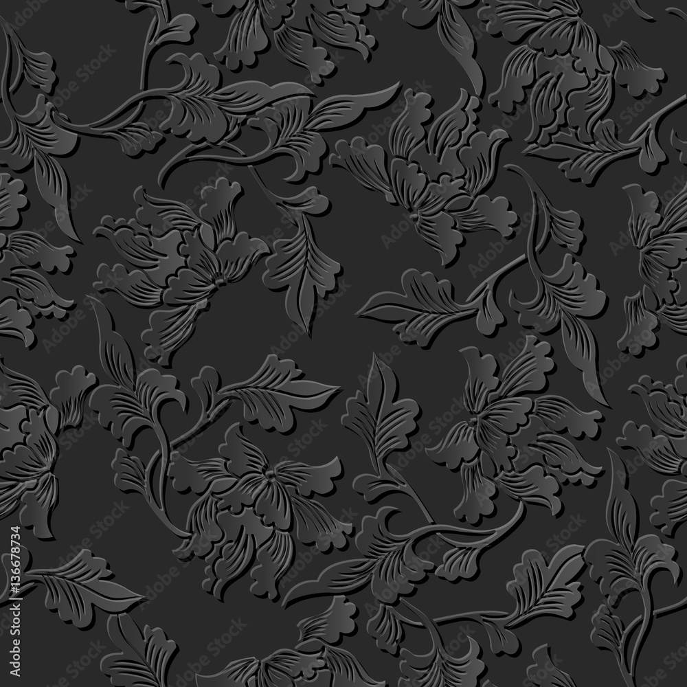 Fototapeta 3D papierowej sztuki wzoru natury botanicznej spirali liść
