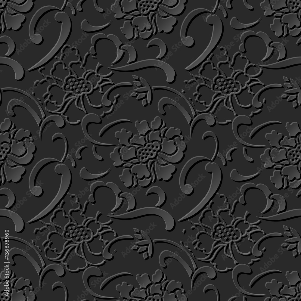 3D paper art pattern spiral curve peony flower 3D paper art pattern spiral curve peony flower