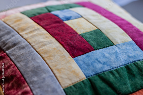 Lovely shot of pillow created by patchwork technique. Pillow from my Grandma