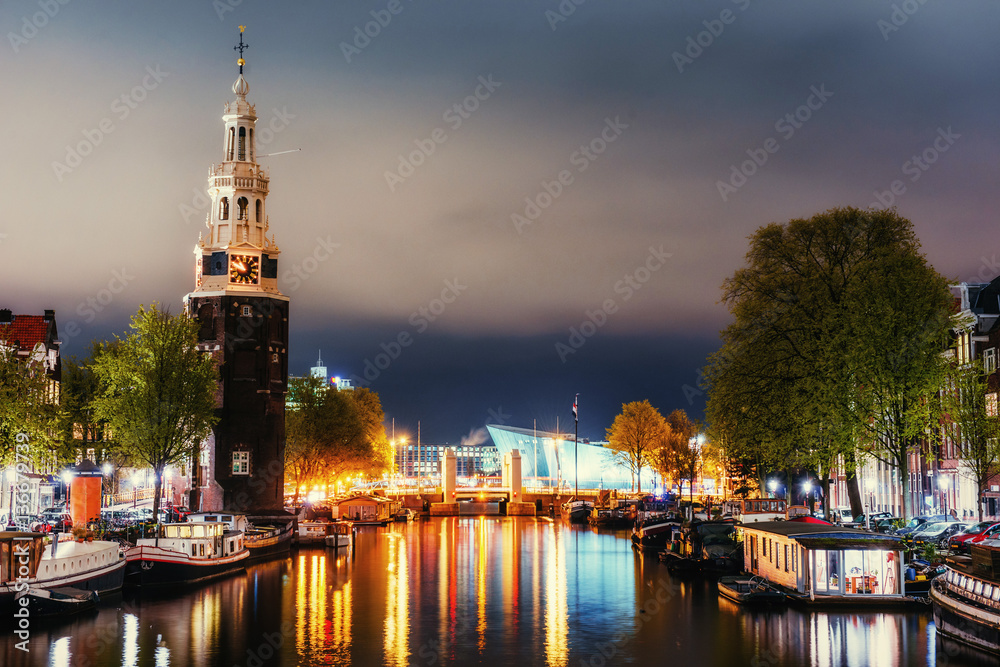 Beautiful night in Amsterdam.  illumination