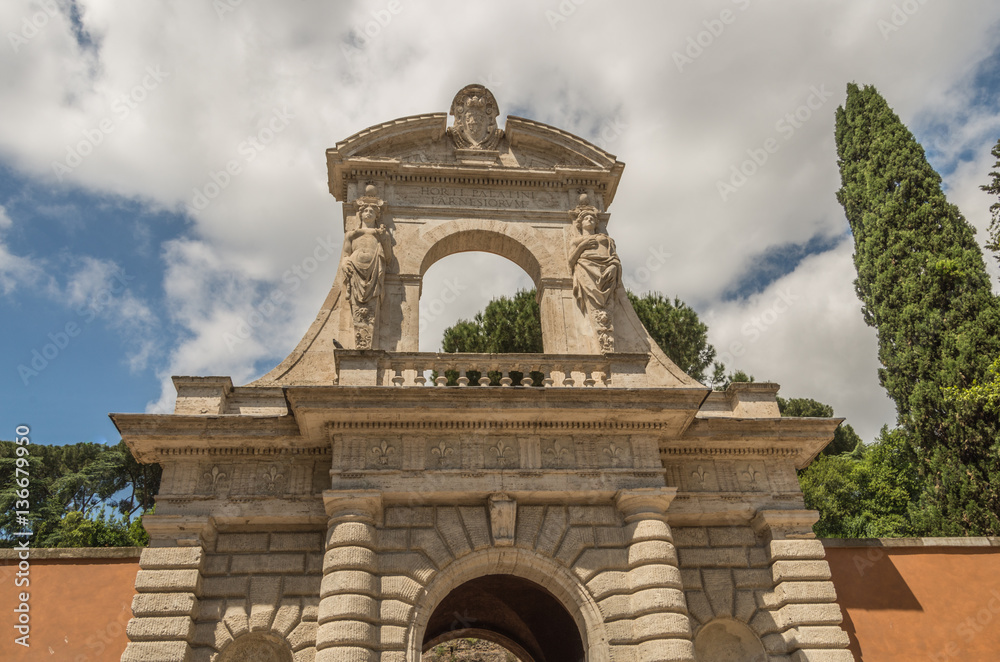 The Roman Forum is a plaza surrounded by many ruins of ancient government buildings in the center of Rome