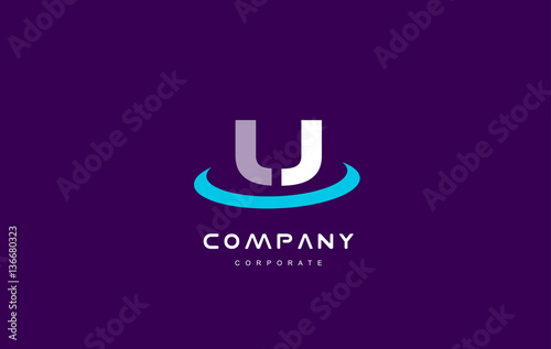 u company logo cyan magenta letter alphabet design template