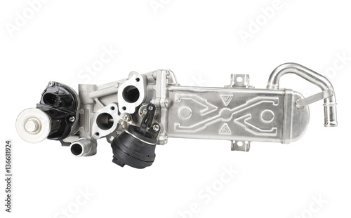 EGR valve, exhaust system part isolated on white