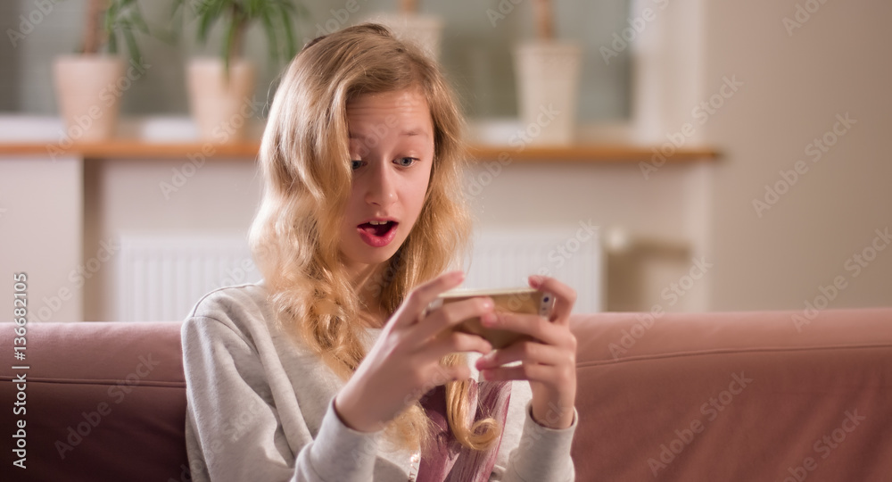 Internet shopping, teenager using smartphone