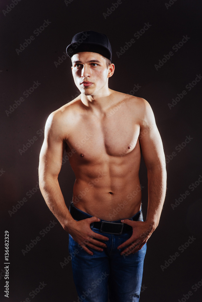 Portrait of a fitness man with nude torso Portrait of a fitness man with nude torso