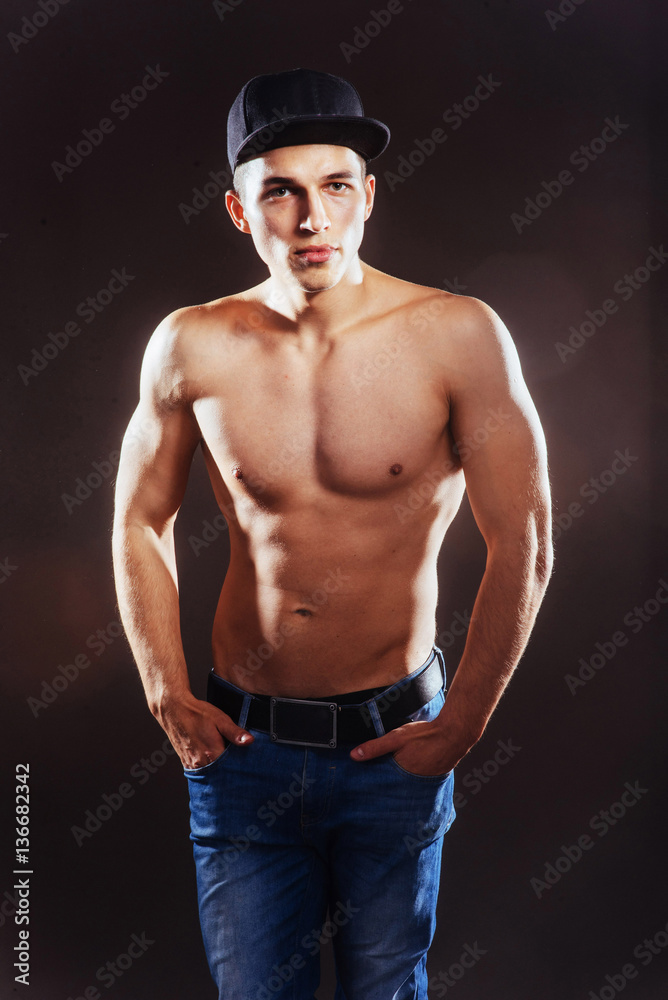 Portrait of a fitness man with nude torso Portrait of a fitness man with nude torso
