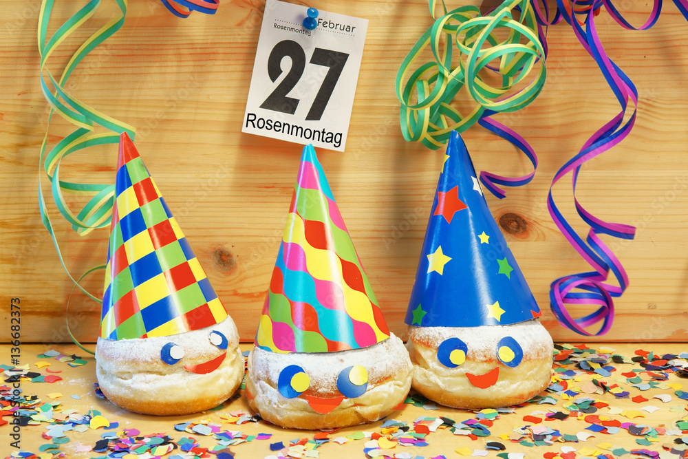 Karneval, Fasching, Fastnacht, Rosenmontag, lustige Faschingskrapfen