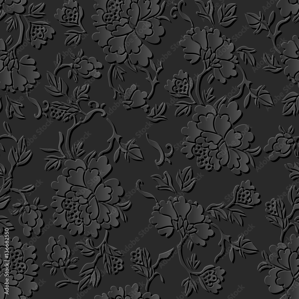 3D paper art pattern botanic garden flower leaf