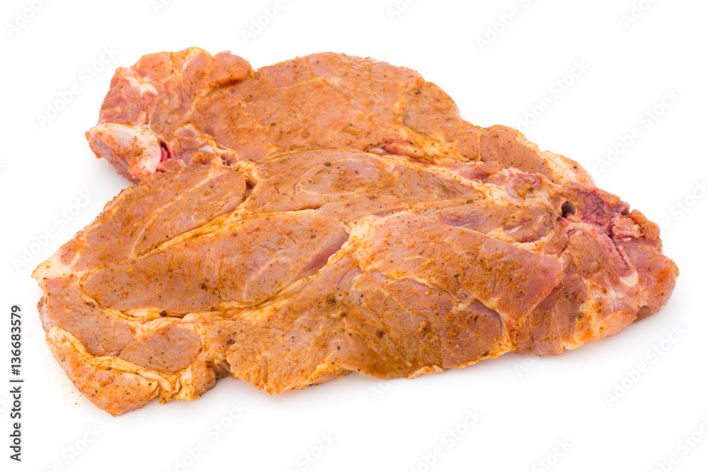 Roast beef in spice crust isolated on white background. Roast beef in spice crust isolated on white background.